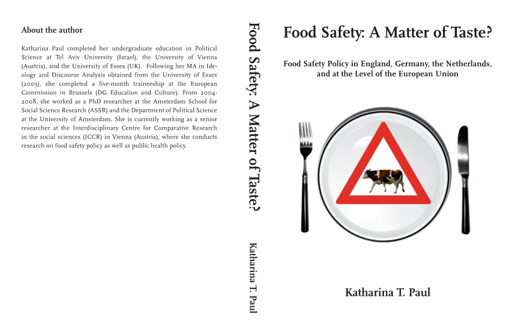 Food Safety: a Matter of Taste?