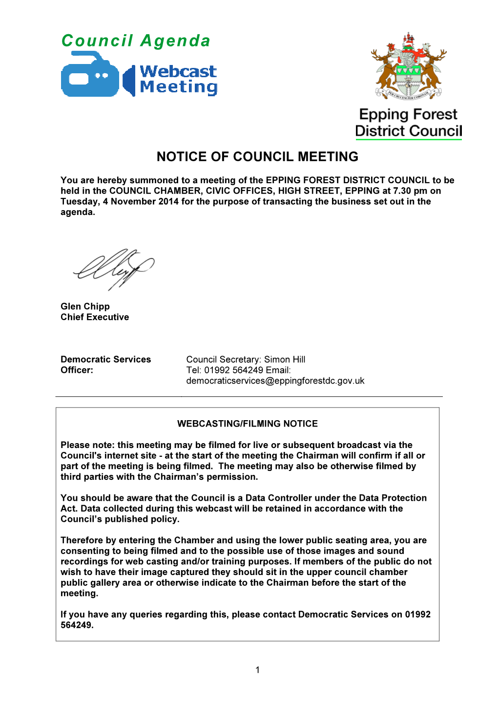 (Public Pack)Agenda Document for Council, 04/11/2014 19:30