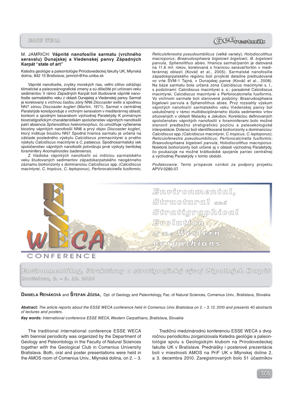 Environmental, Structural and Stratigraphical Evolution Carpathians