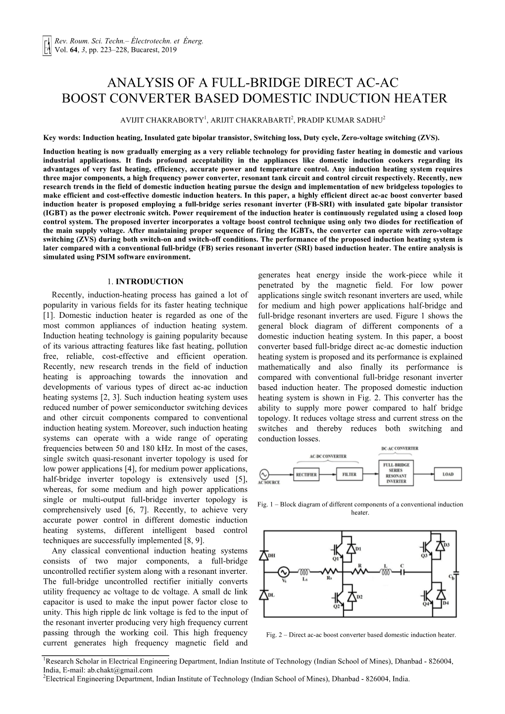 Analysis of a Full-Bridge Direct Ac-Ac Boost Converter Based Domestic Induction Heater