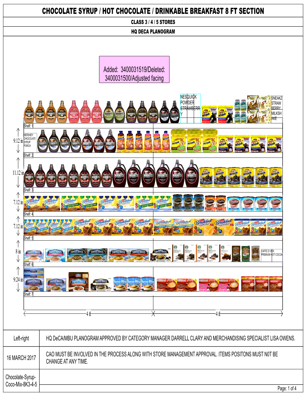 Chocolate Syrup-Hot Cocoa-Drinkable Breakfast - Europe.Psa CHOCOLATE SYRUP / HOT CHOCOLATE / DRINKABLE BREAKFAST 8 FT SECTION