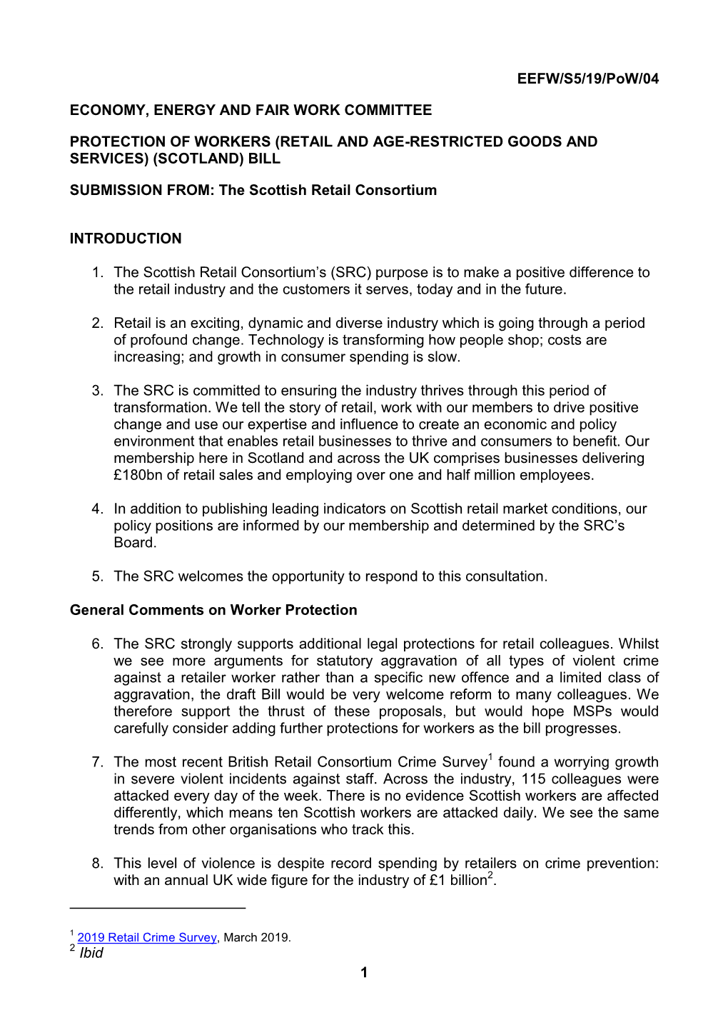 EEFW/S5/19/Pow/04 1 ECONOMY, ENERGY and FAIR WORK