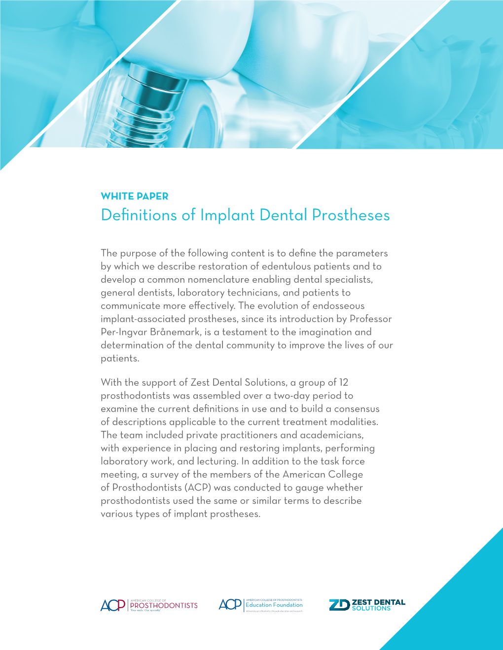 Definitions of Implant Dental Prostheses