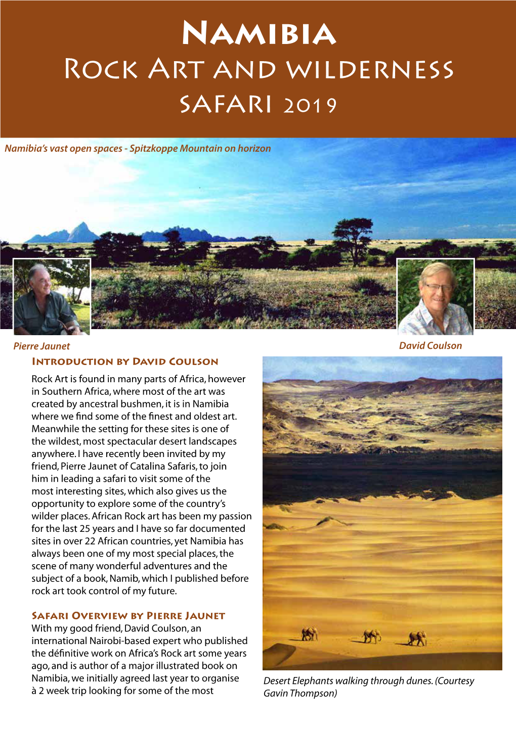 Namibia Rock Art and Wilderness Safari 2019