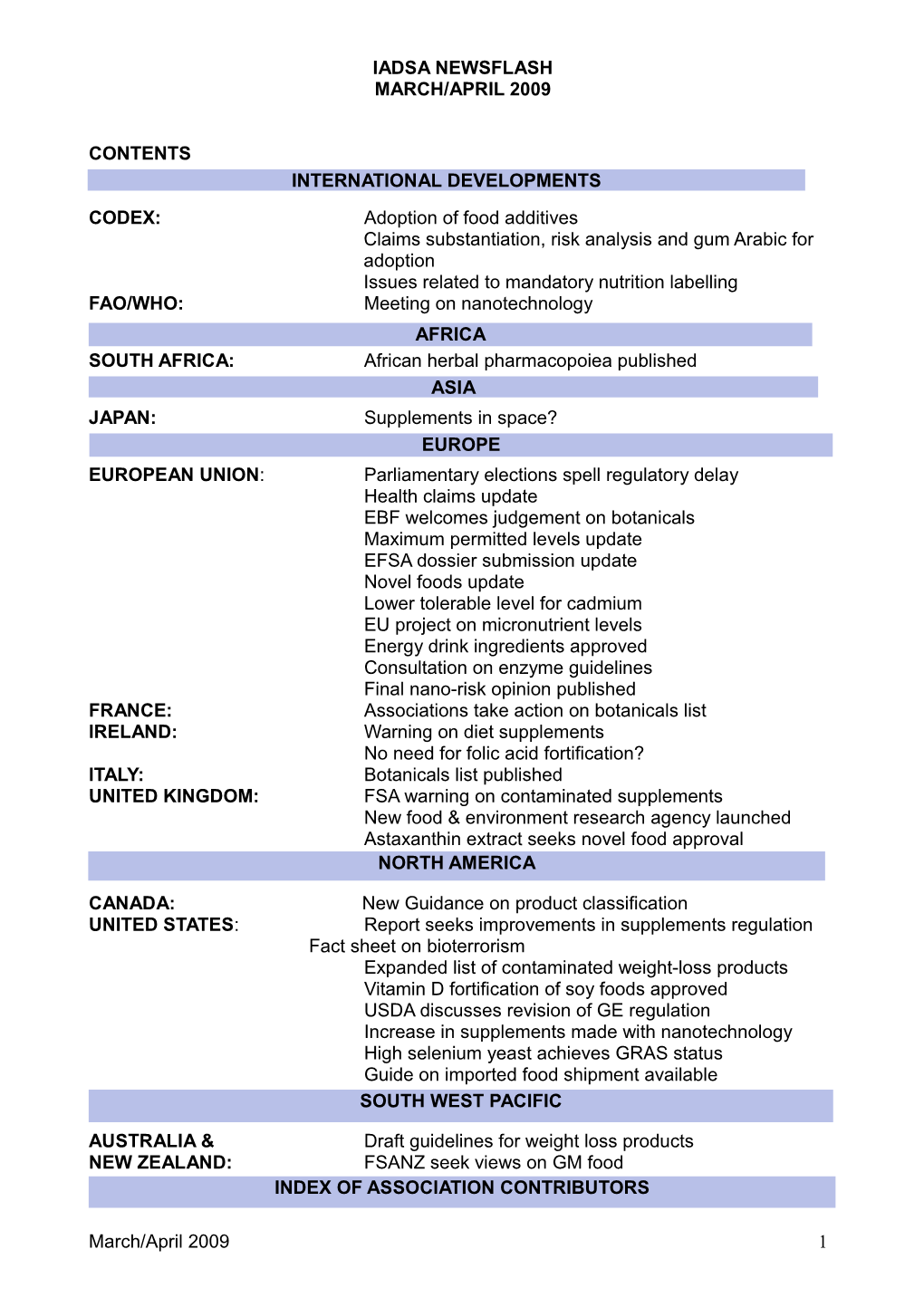 CODEX: Adoption of Food Additives