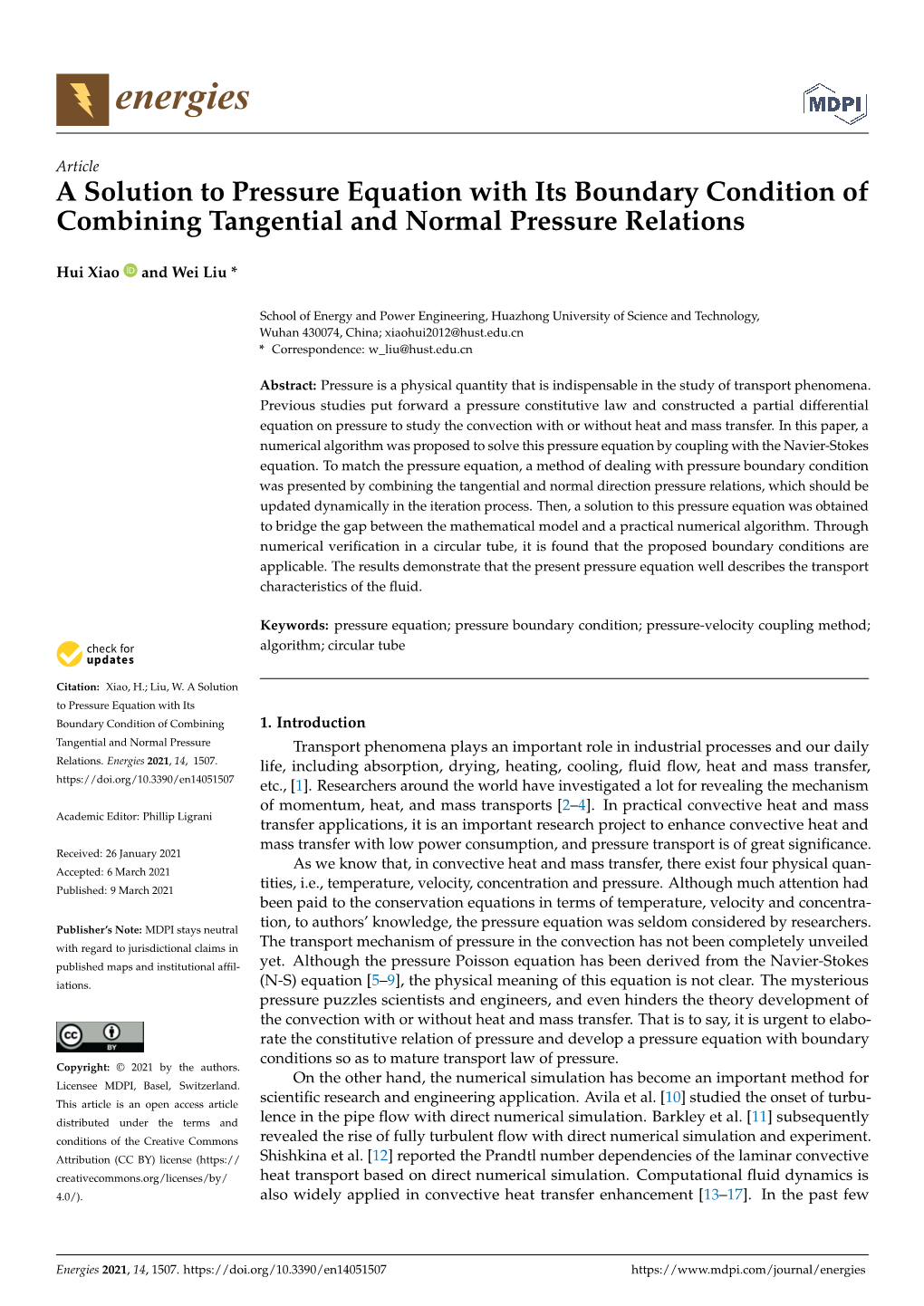 A Solution to Pressure Equation with Its Boundary Condition of Combining Tangential and Normal Pressure Relations