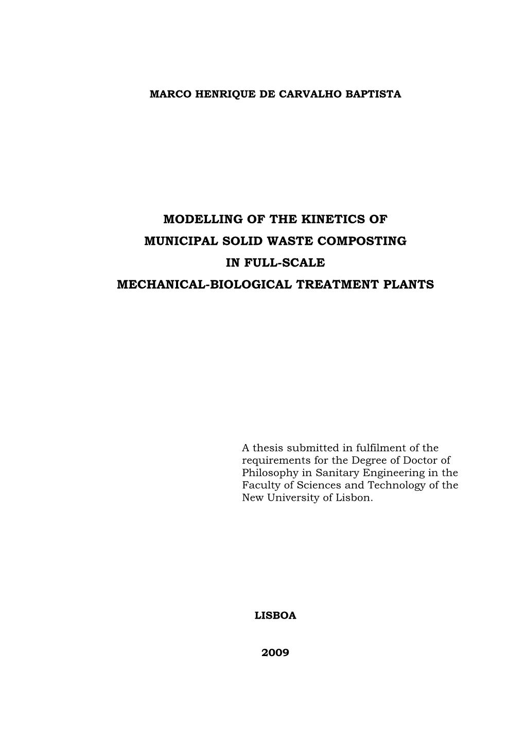 Modelling of the Kinetics of Municipal Solid Waste Composting in Full-Scale Mechanical-Biological Treatment Plants