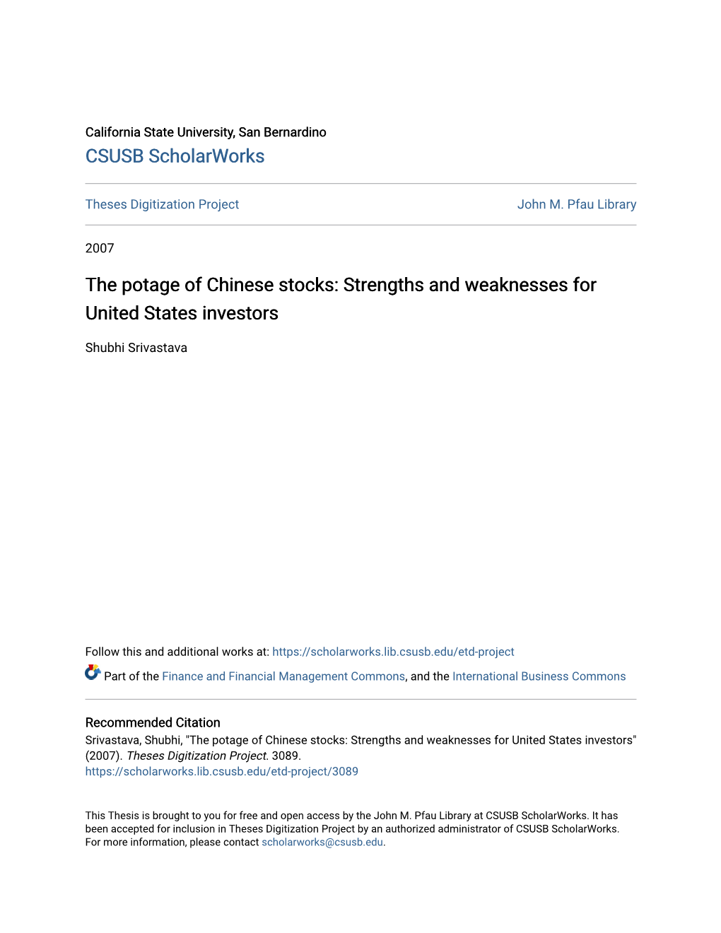 The Potage of Chinese Stocks: Strengths and Weaknesses for United States Investors