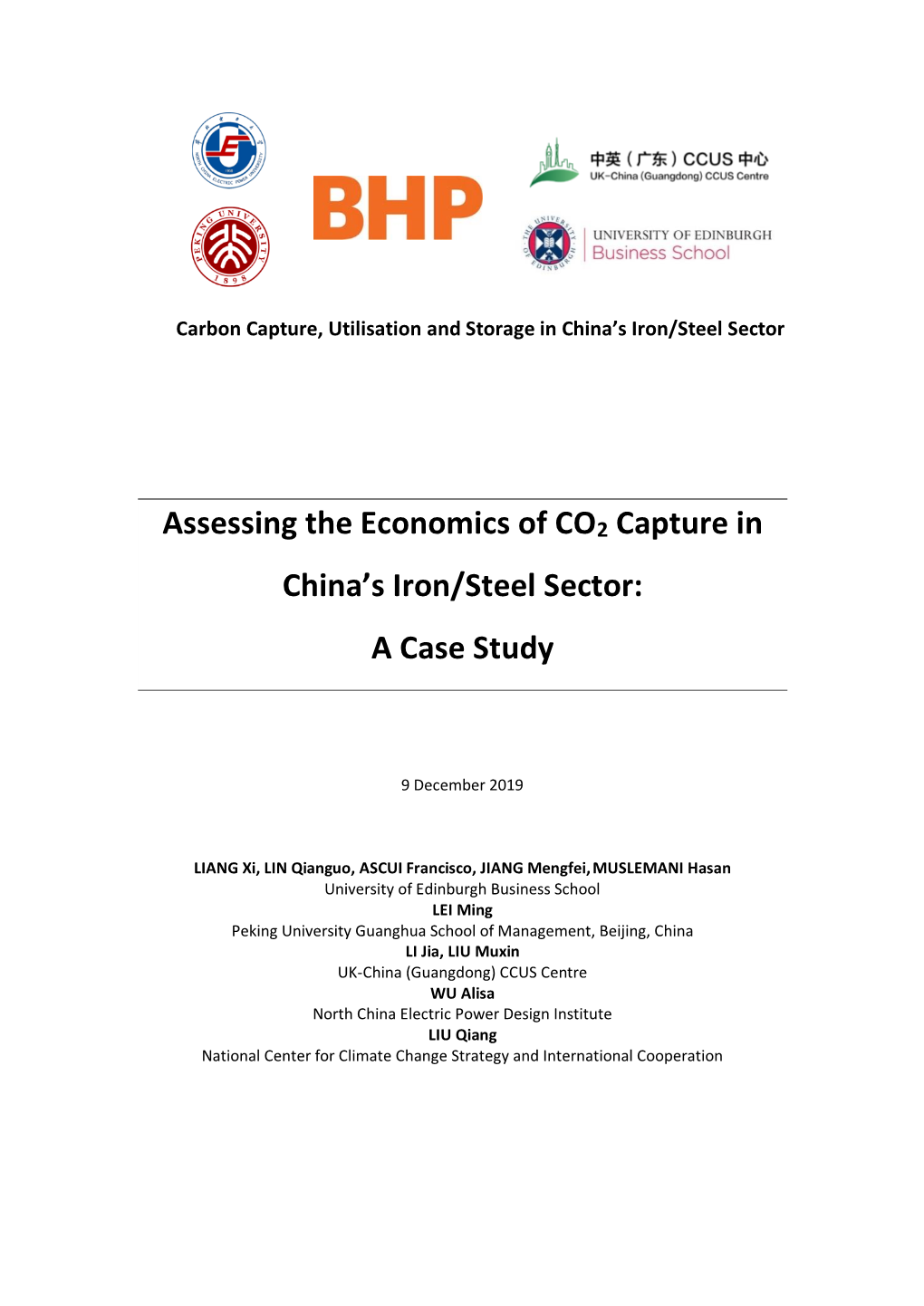 Assessing the Economics of CO2 Capture in China's Iron/Steel Sector