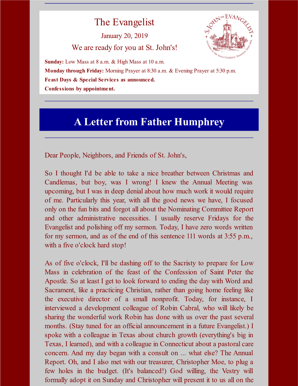 A Letter from Father Humphrey