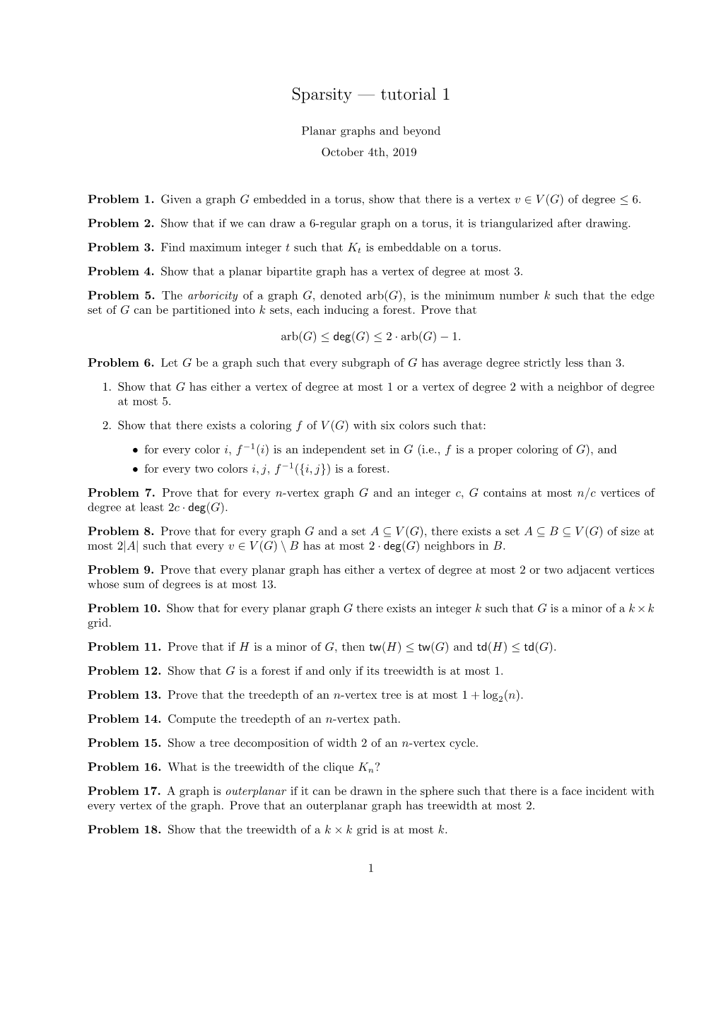 Sparsity — Tutorial 1