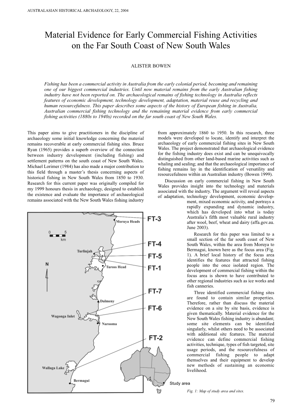 Material Evidence for Early Commercial Fishing Activities on the Far South Coast of New South Wales