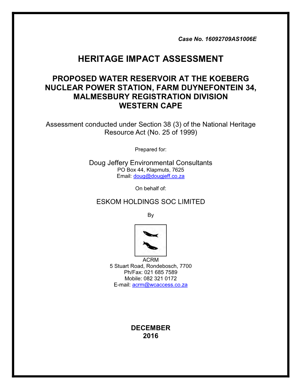 Archaeological Impact Assessment