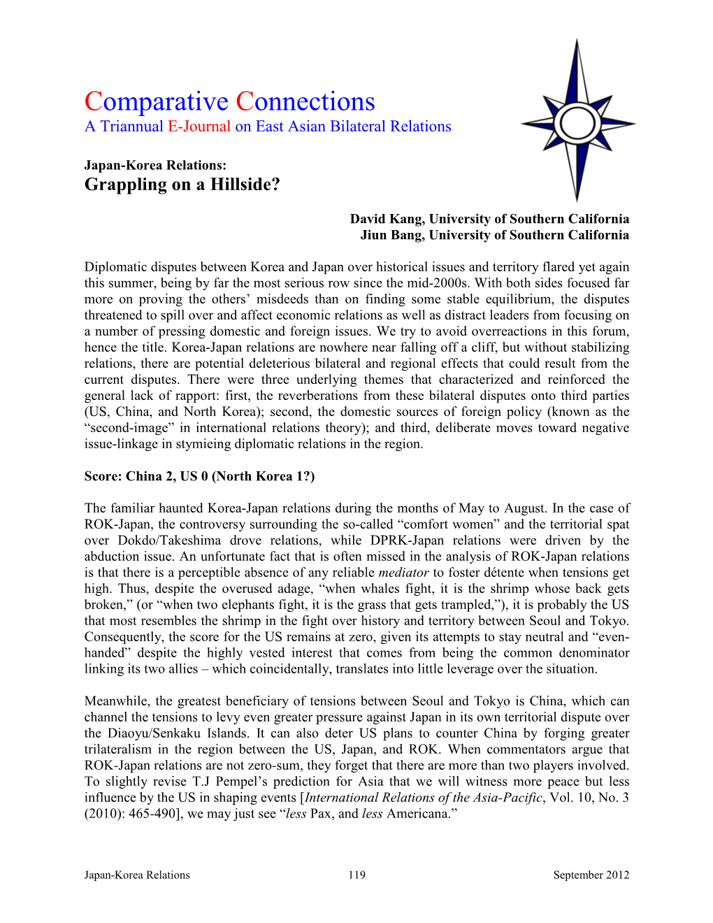 Comparative Connections a Triannual E-Journal on East Asian Bilateral Relations