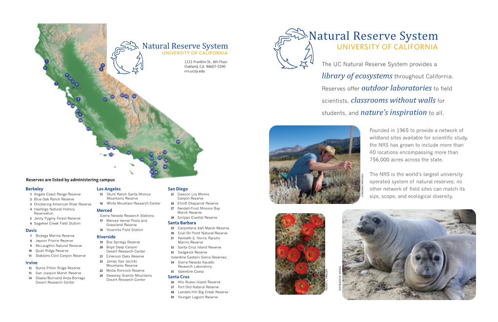 Natural Reserve System Map Flyer