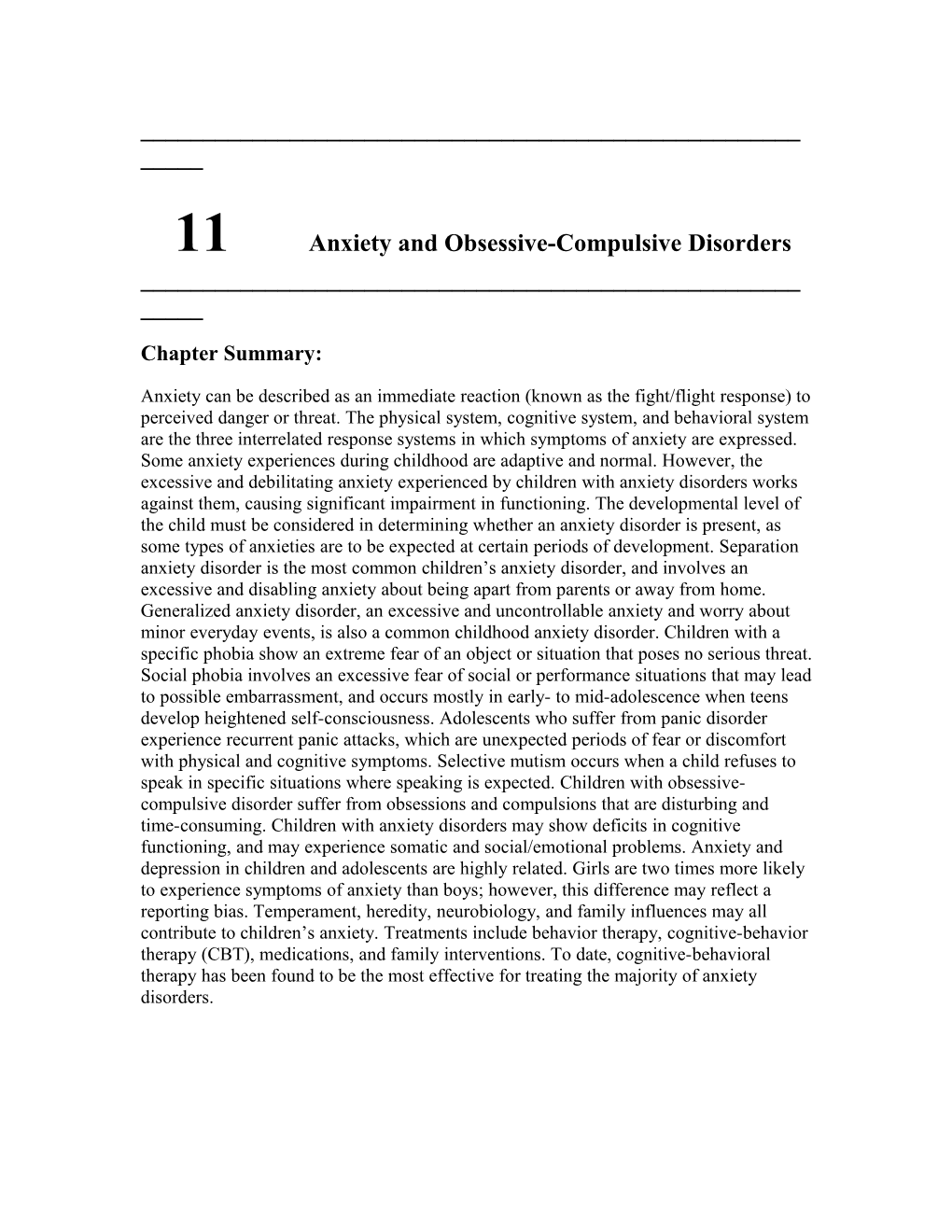 11 Anxiety and Obsessive-Compulsive Disorders