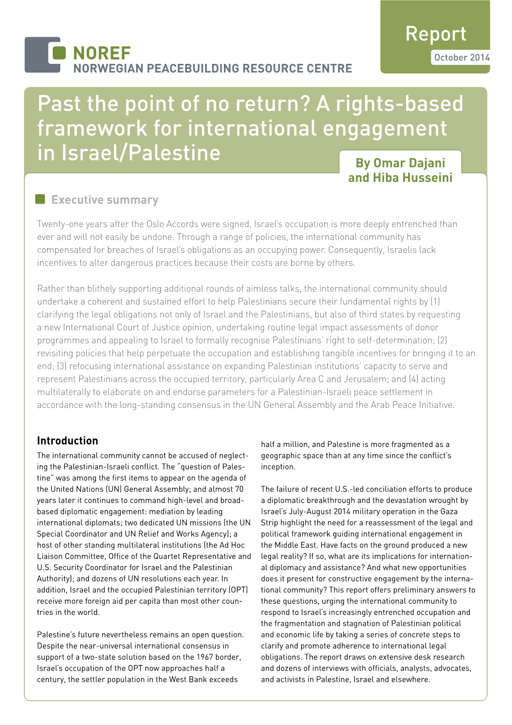 Past the Point of No Return? a Rights-Based Framework for International Engagement