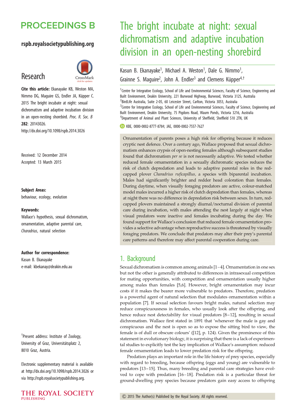 The Bright Incubate at Night: Sexual Dichromatism and Adaptive