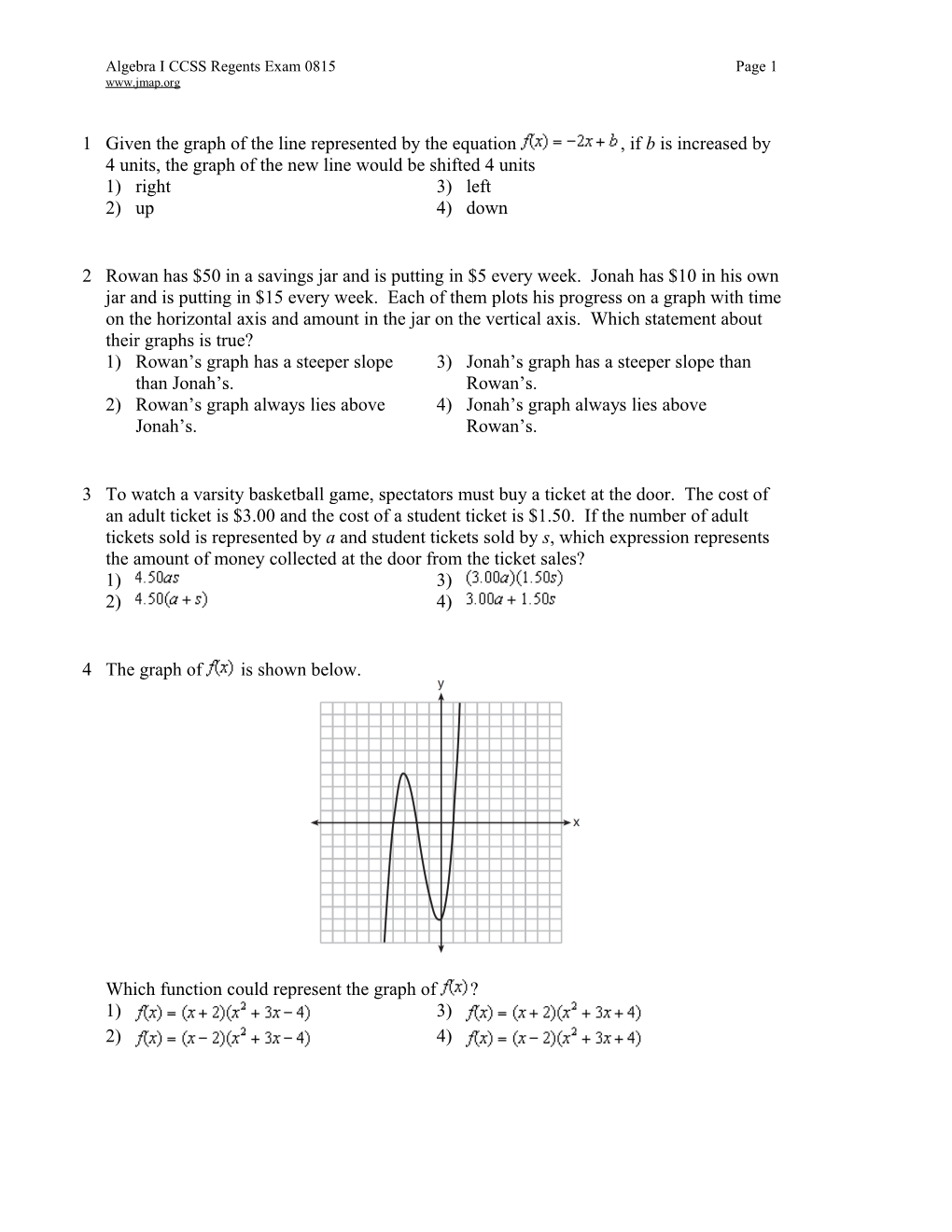 Algebra I CCSS Regents Exam 0815 Page 10