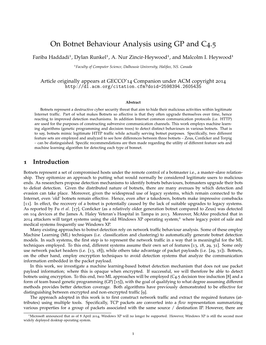 On Botnet Behaviour Analysis Using GP and C4.5