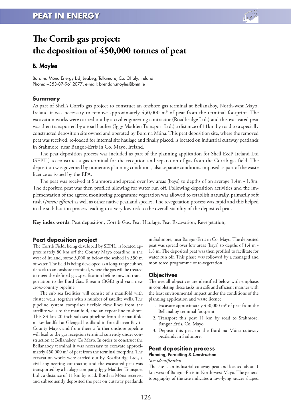 E Corrib Gas Project: the Deposition of 450,000 Tonnes of Peat