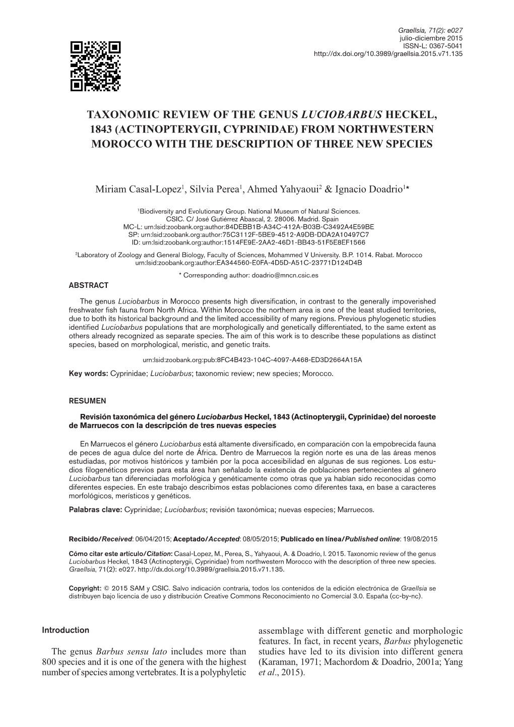 Actinopterygii, Cyprinidae) from Northwestern Morocco with the Description of Three New Species