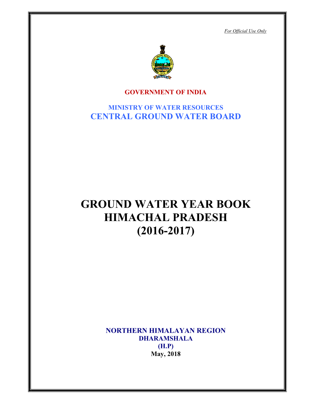 Ground Water Year Book Himachal Pradesh (2016-2017)