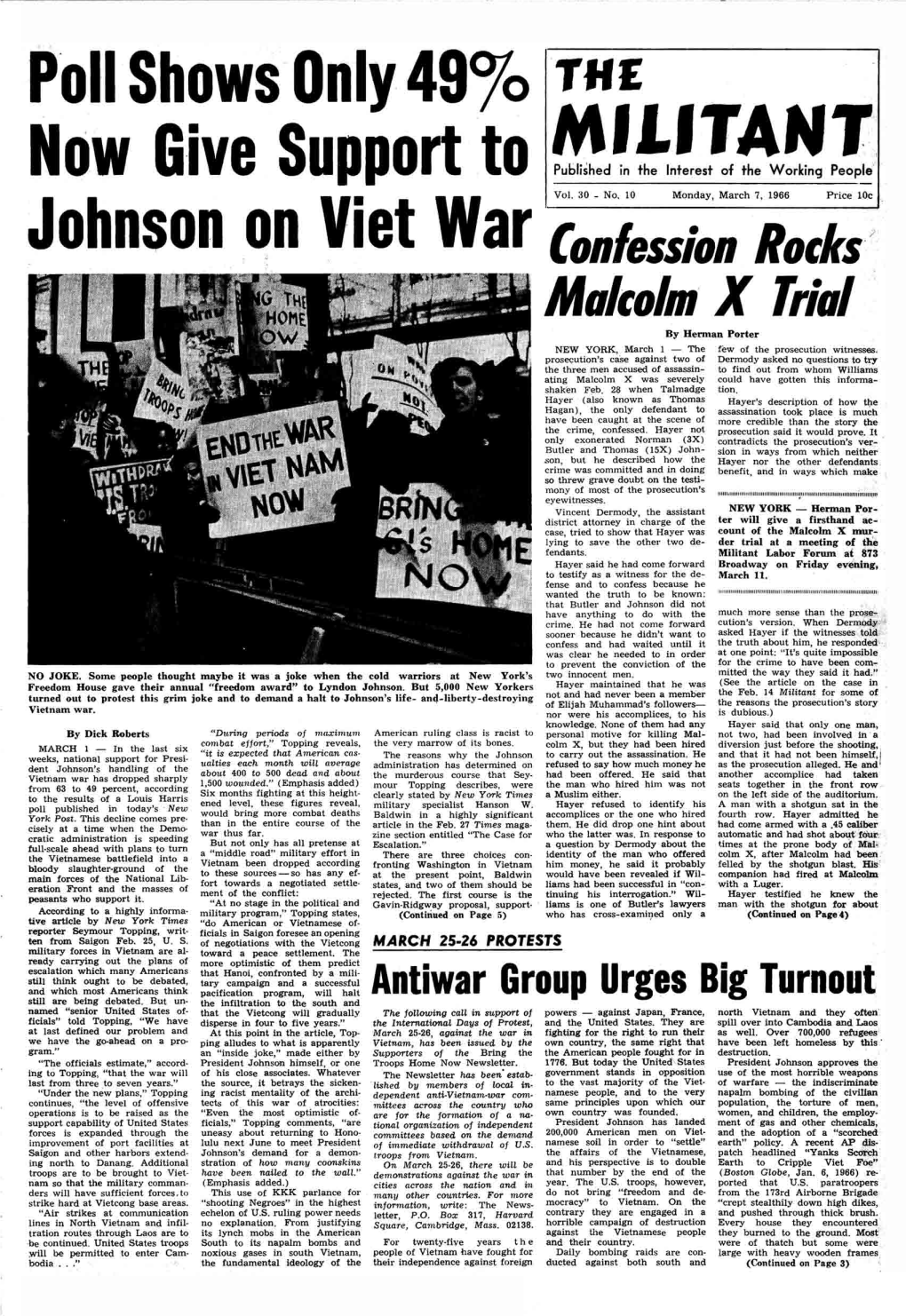 Poll Shows Only 49% Now Give Support to Johnson on Viet