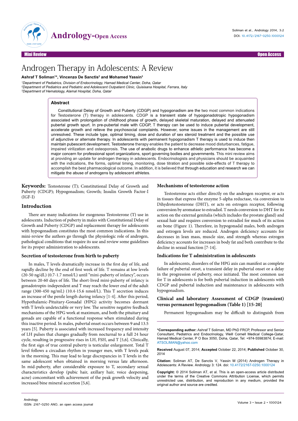 Androgen Therapy in Adolescents: a Review