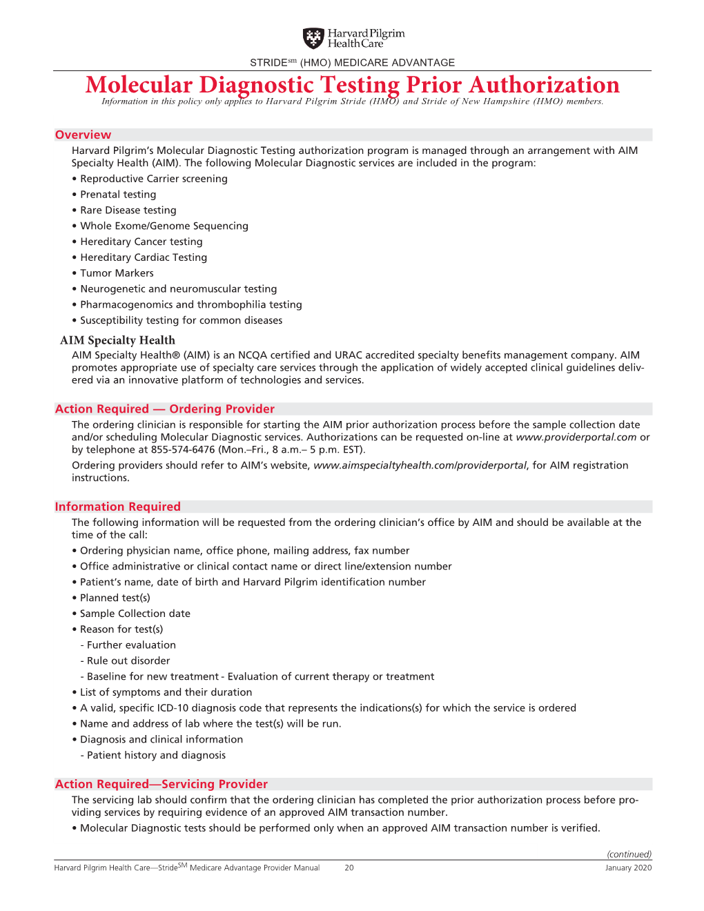 Genetic and Molecular Diagnostic Testing Prior Authorization Policy