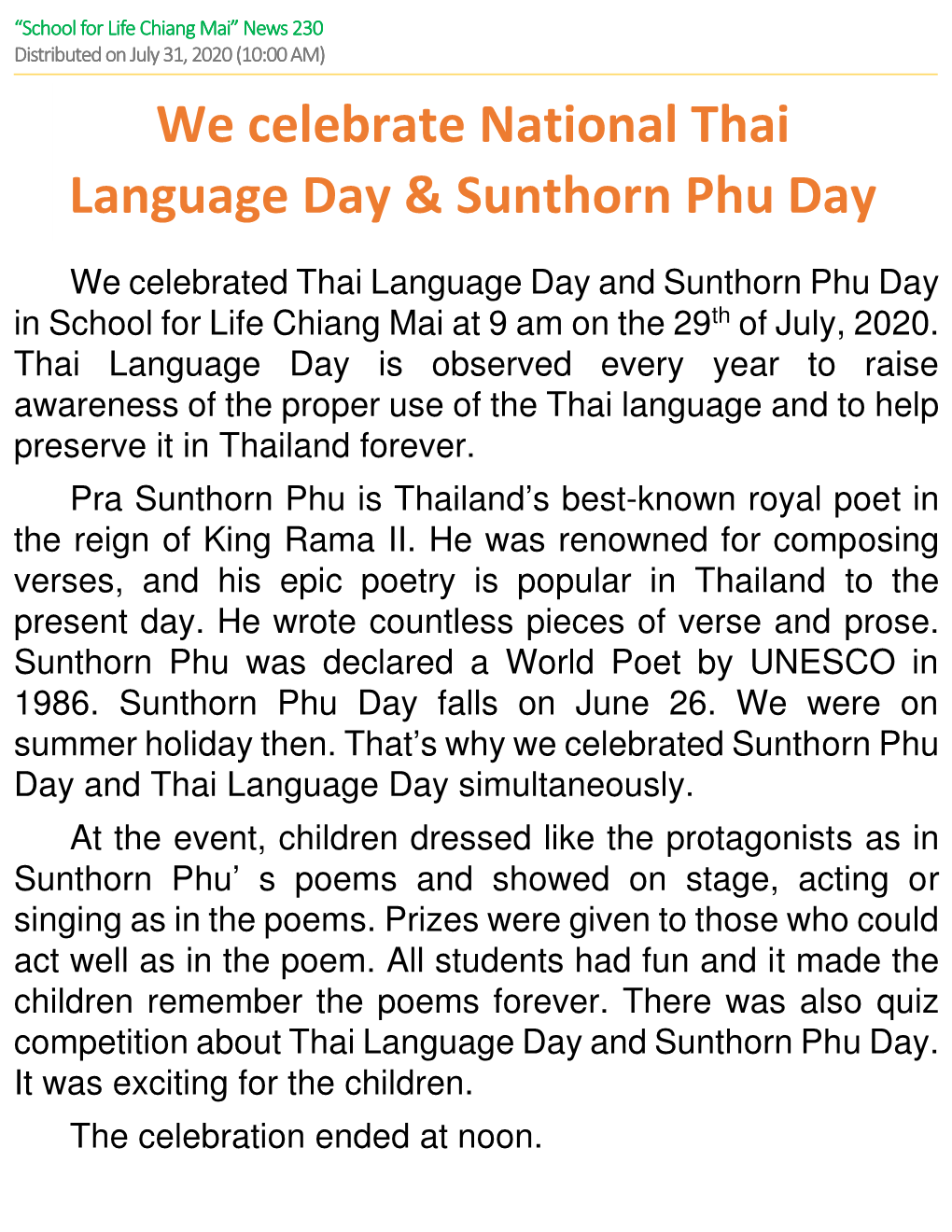 We Celebrate National Thai Language Day & Sunthorn Phu