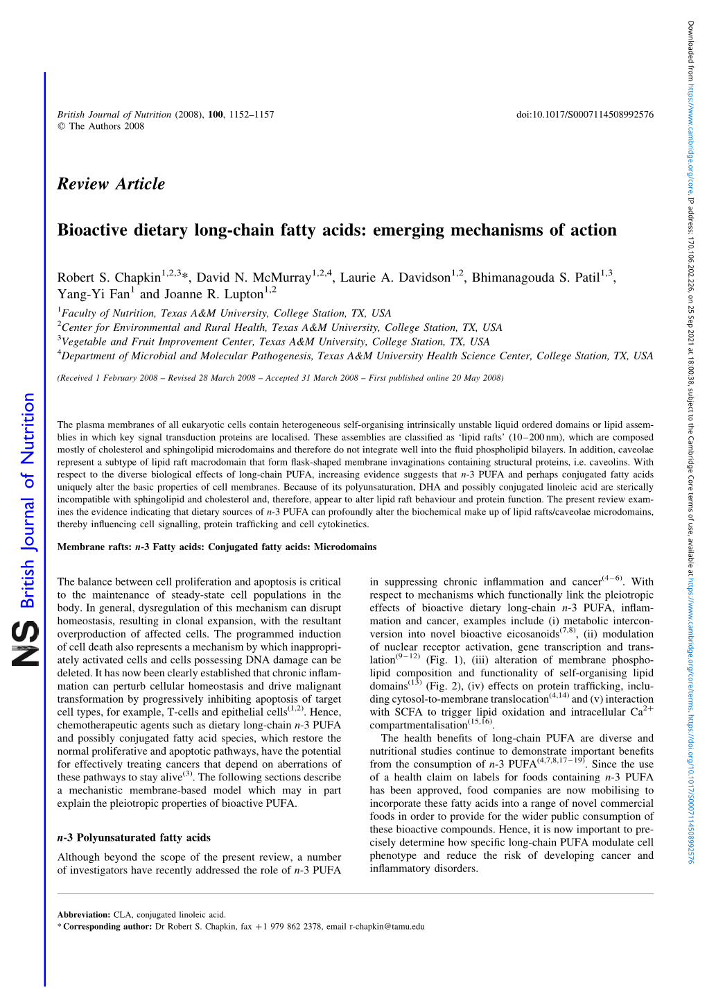 Bioactive Dietary Long-Chain Fatty Acids: Emerging Mechanisms of Action 170.106.202.226