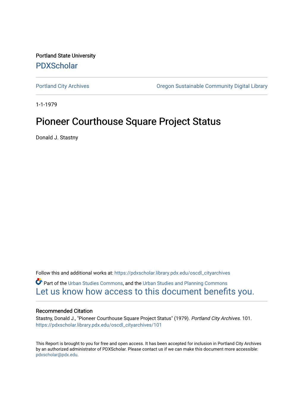 Pioneer Courthouse Square Project Status