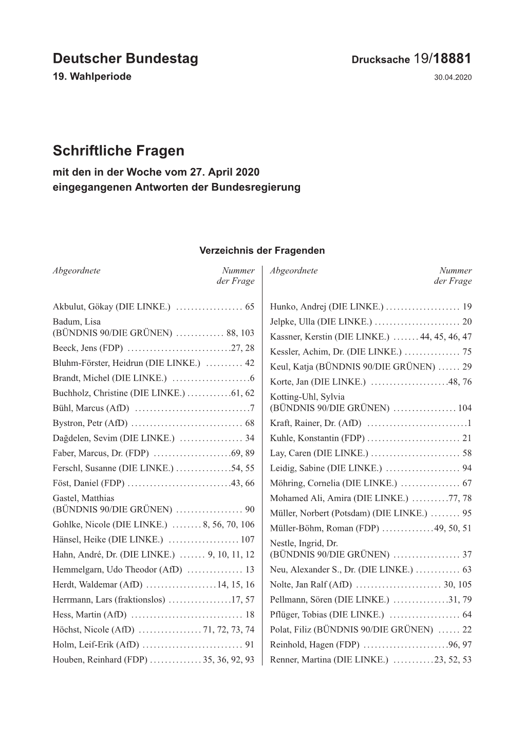 Drucksache 19/18881 19