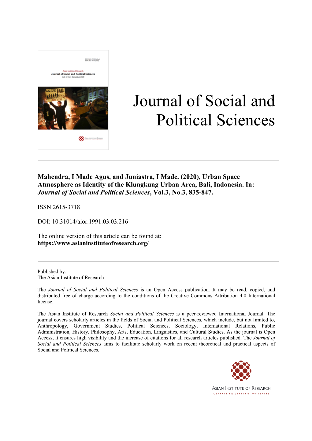 Journal of Social and Political Sciences