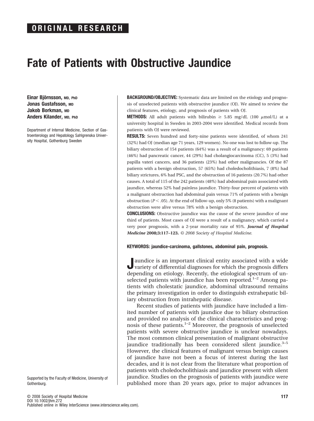 Fate of Patients with Obstructive Jaundice