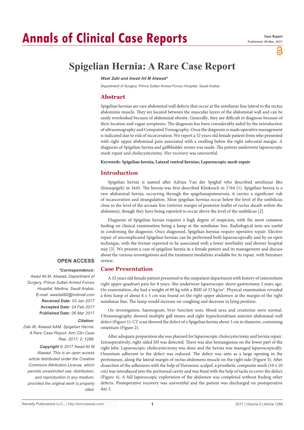 Spigelian Hernia: a Rare Case Report