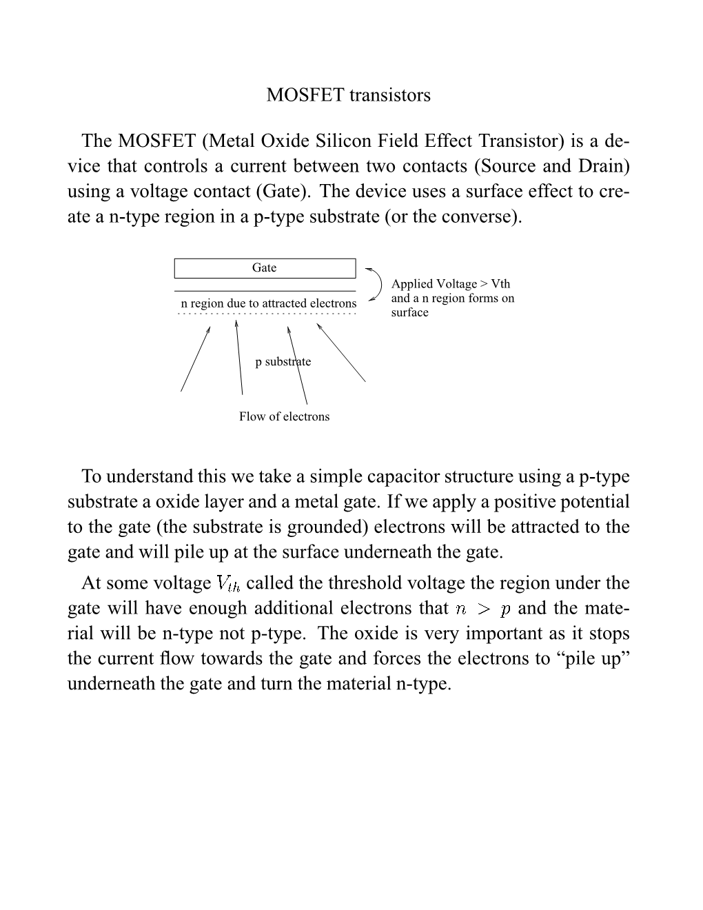 MOSFET Transistors the MOSFET (Metal Oxide Silicon Field Effect