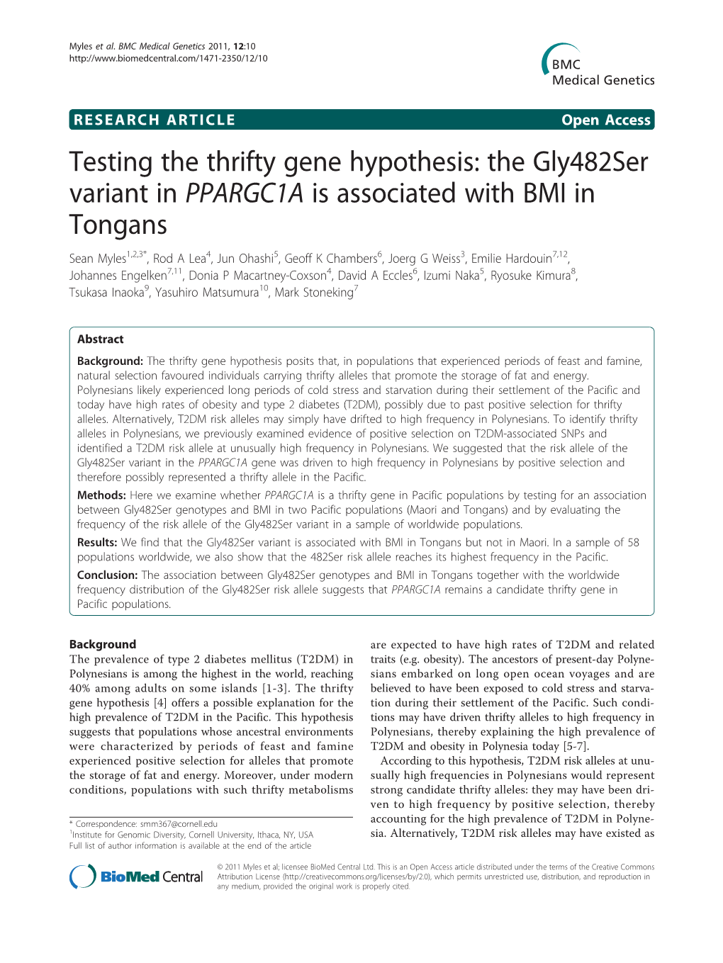 Testing the Thrifty Gene Hypothesis: the Gly482ser