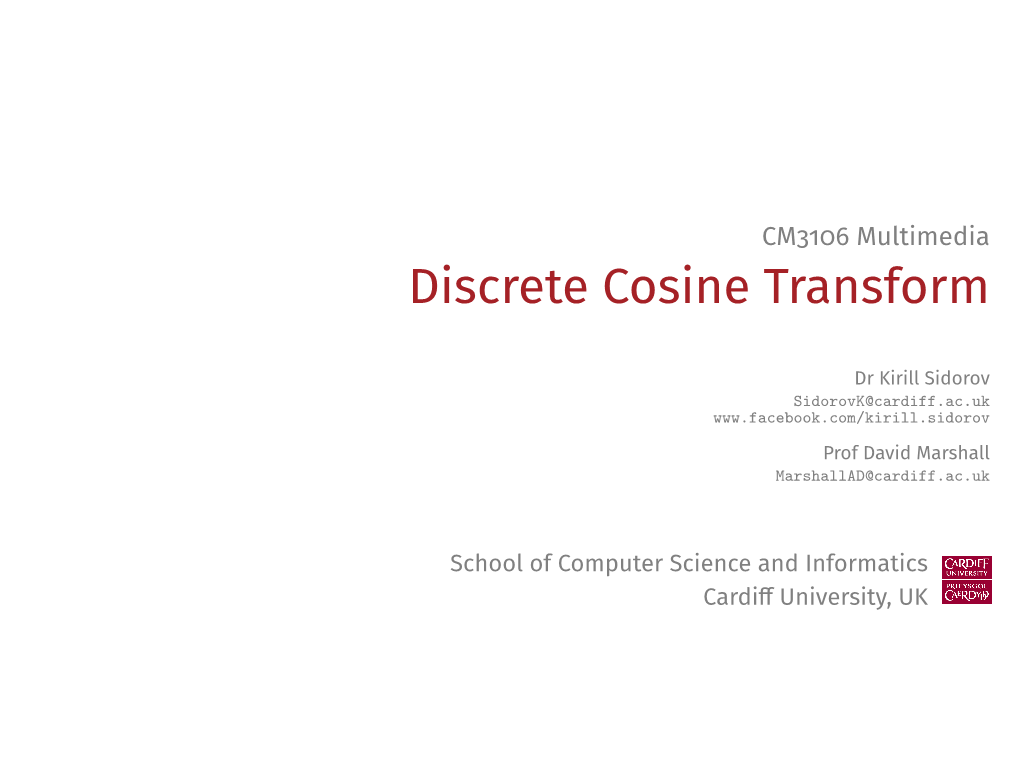 Discrete Cosine Transform