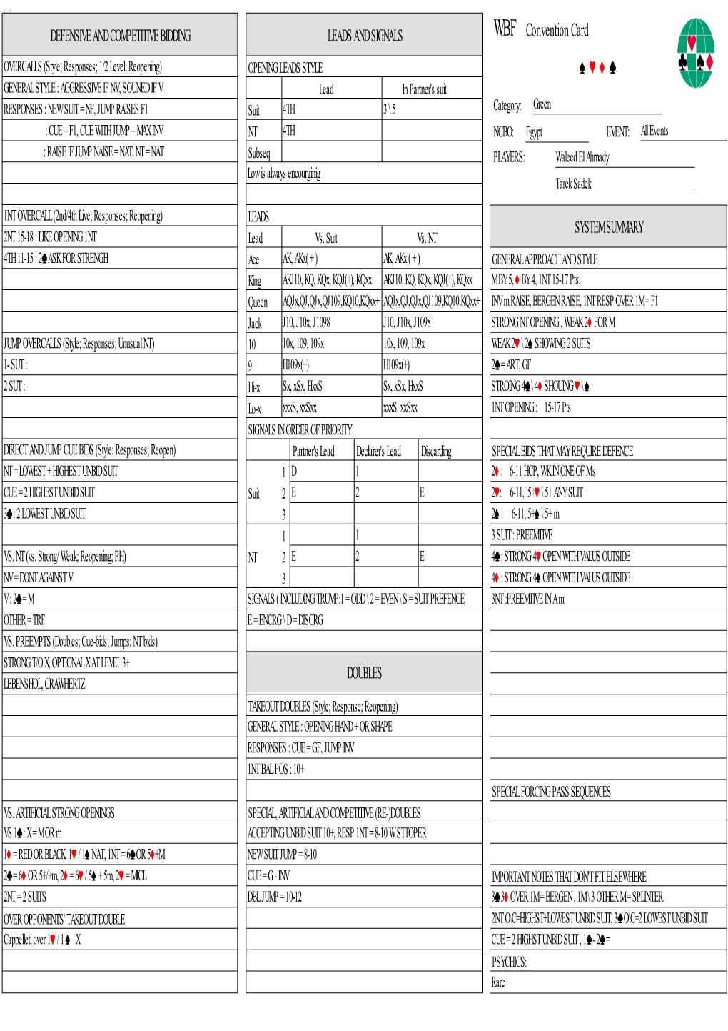 Convention Card Editor