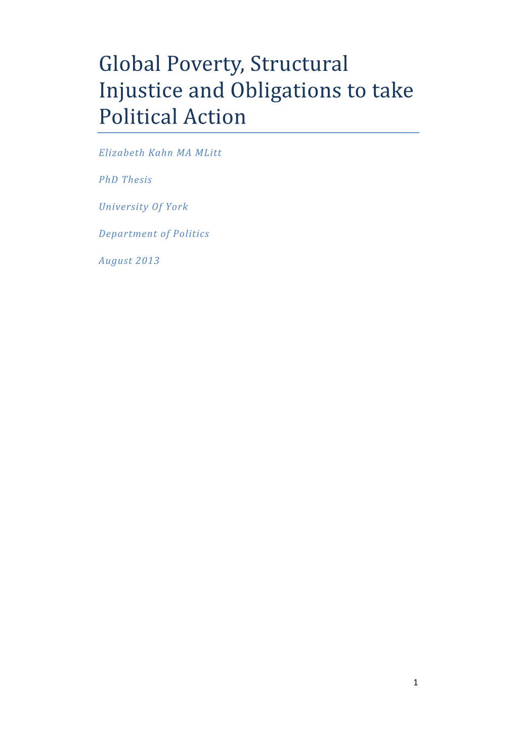 Global Poverty, Structural Injustice and Obligations to Take Political Action