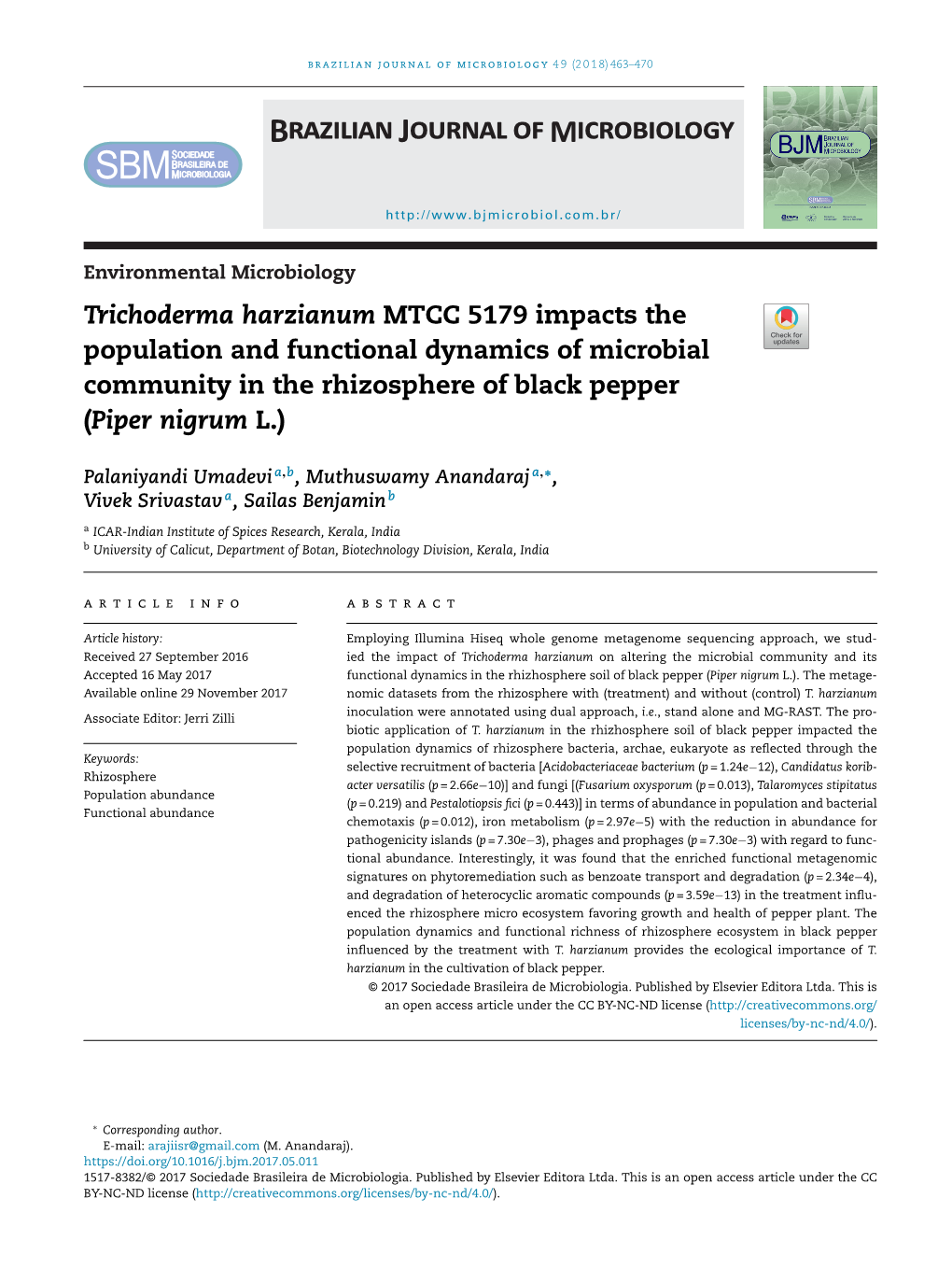 Trichoderma Harzianum MTCC 5179 Impacts the Population and Functional Dynamics of Microbial Community in the Rhizosphere of Blac