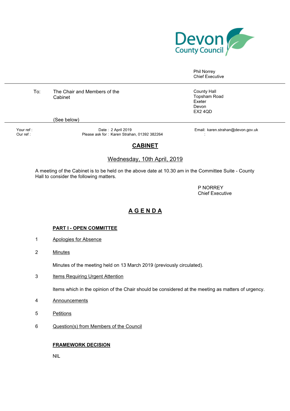 (Public Pack)Agenda Document for Cabinet, 10/04/2019 10:30