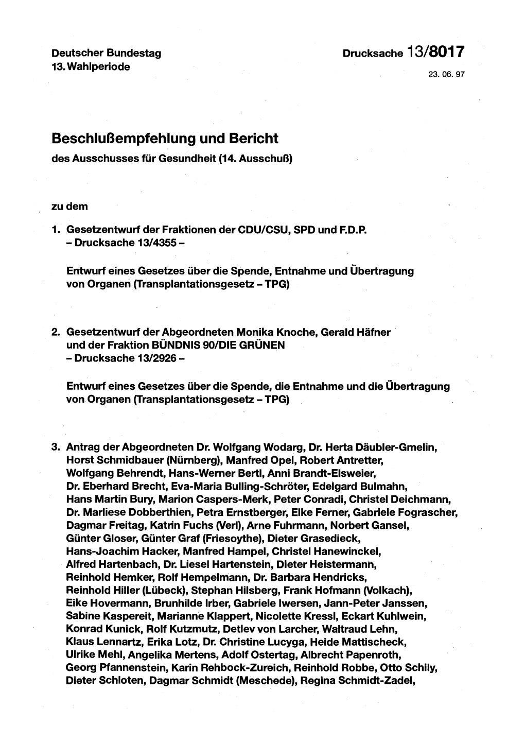 Beschlußempfehlung Und Bericht Des Ausschusses Für Gesundheit (14