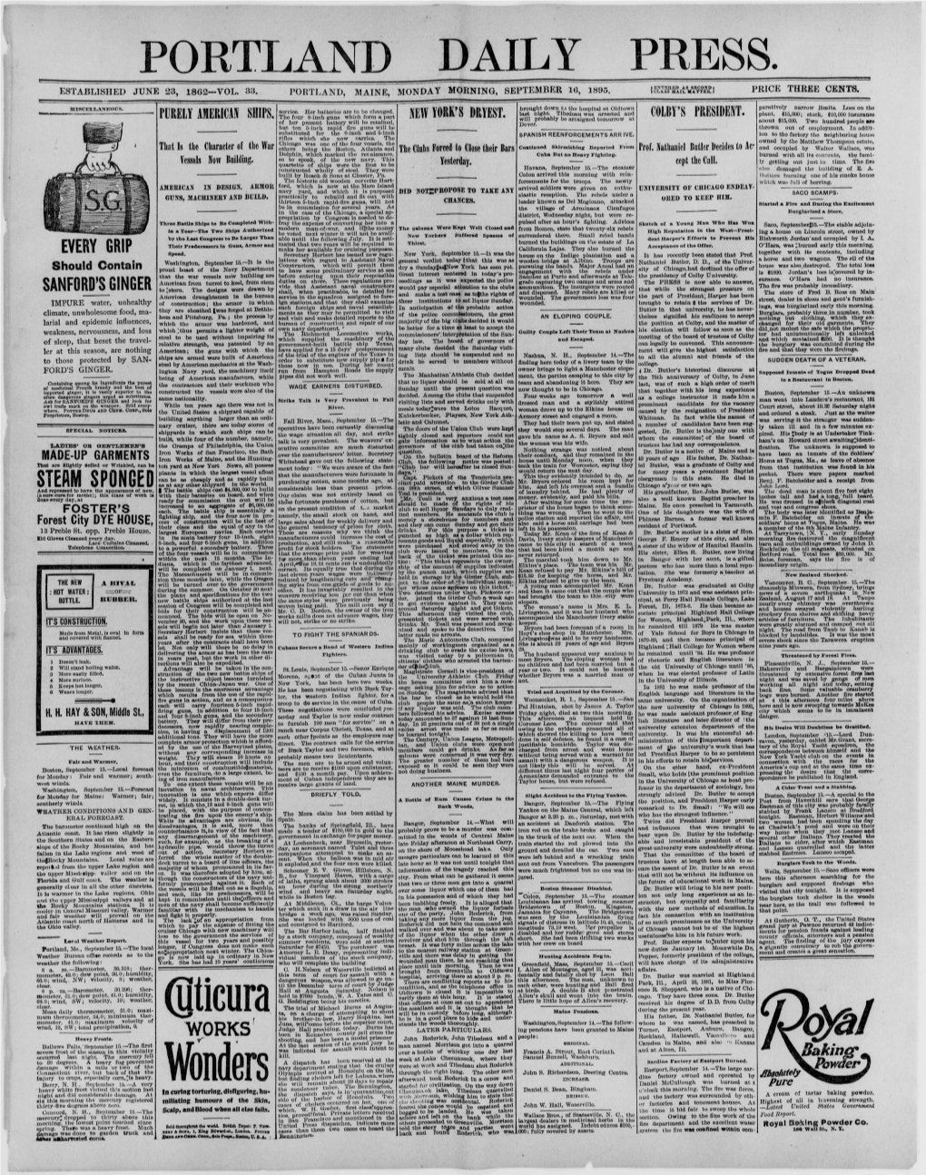 Portland Daily Press: September 16, 1895