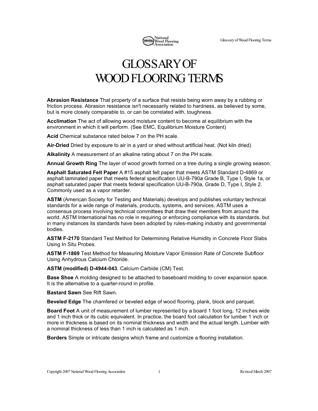 Glossary of Wood Flooring Terms