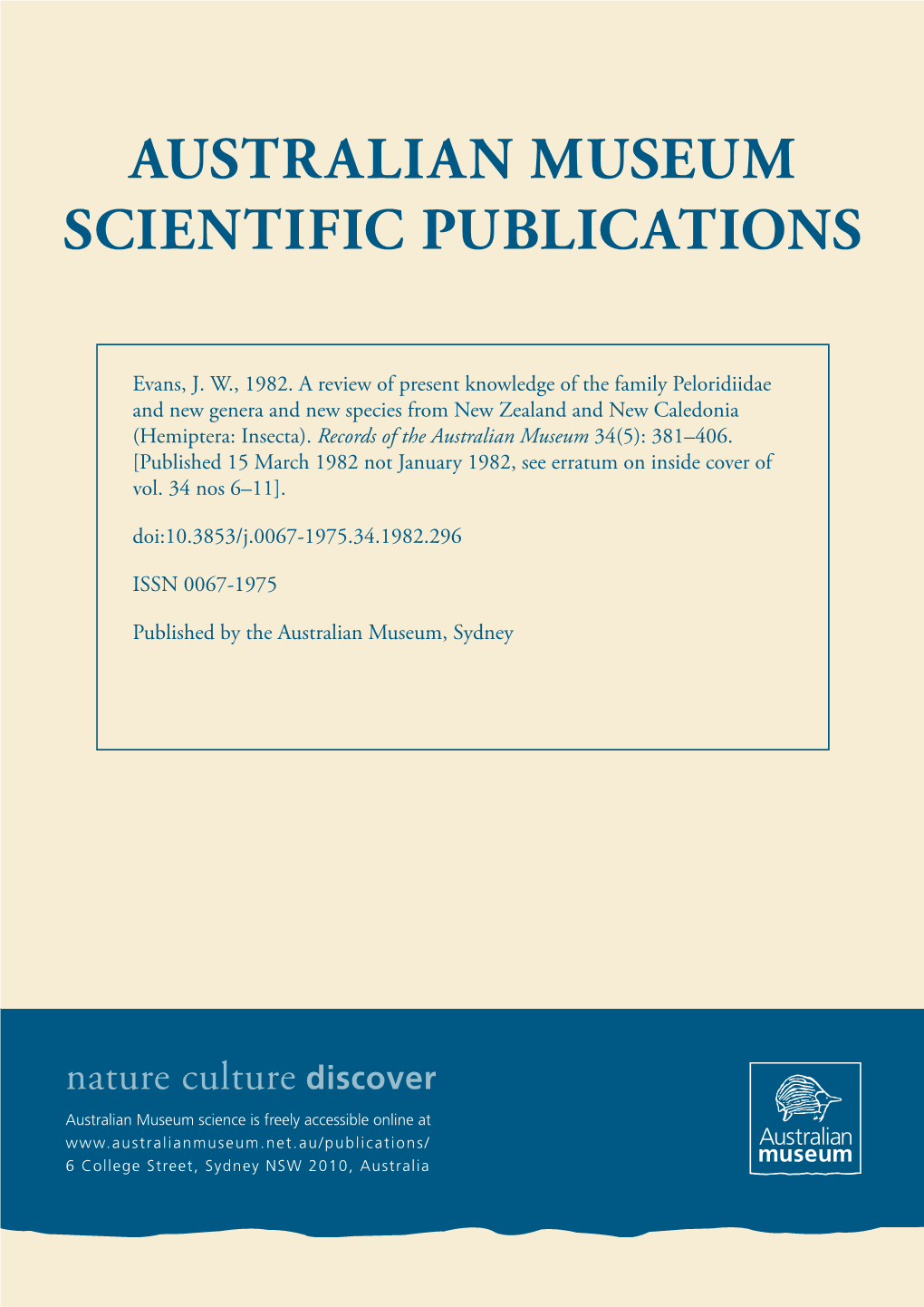 A Review of Present Knowledge of the Family Peloridiidae and New Genera and New Species from New Zealand and New Caledonia (Hemiptera: Insecta)