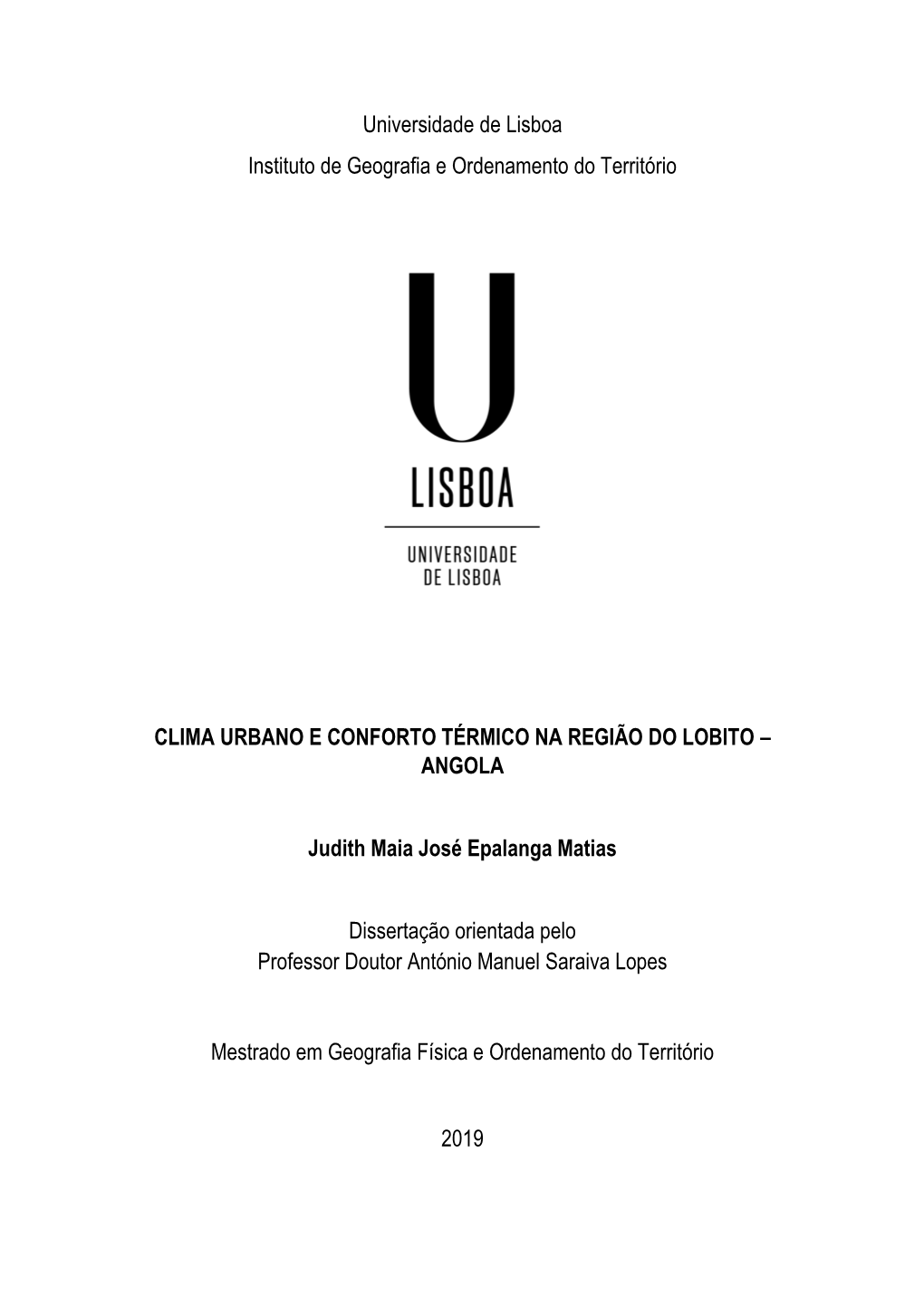 Universidade De Lisboa Instituto De Geografia E Ordenamento Do Território