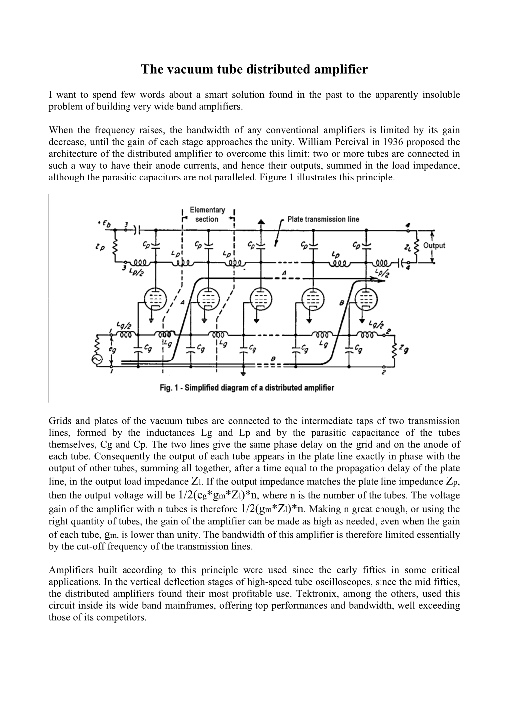 The Vacuum Tube Distributed Amplifier